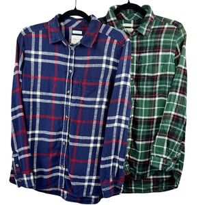 American Eagle Outfitters Shirt LOT OF TWO Womens Medium Plaid Flannel